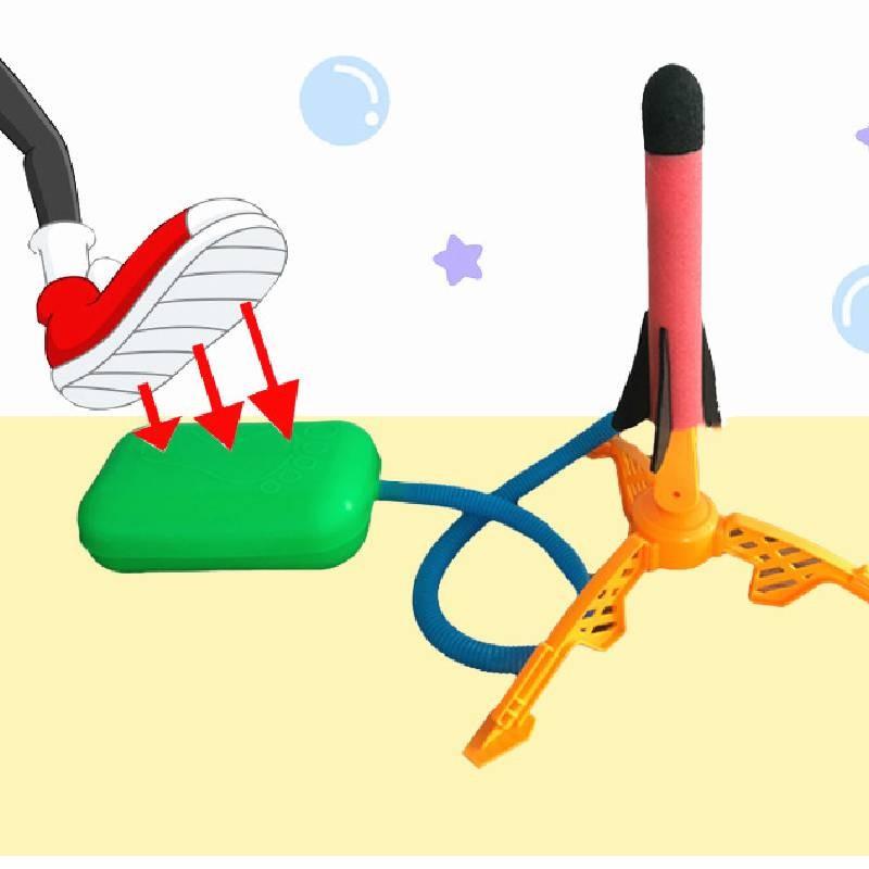 Kid-friendly Colorful Outdoor Toy Foot-powered Glowing Rocket Launcher For Fun Adventures