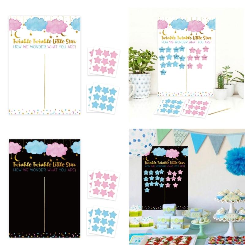 Gender Reveal Party Supplies Cloud Poster with Boy Girl Stickers for Baby Shower Gender Announcement Party Accessories