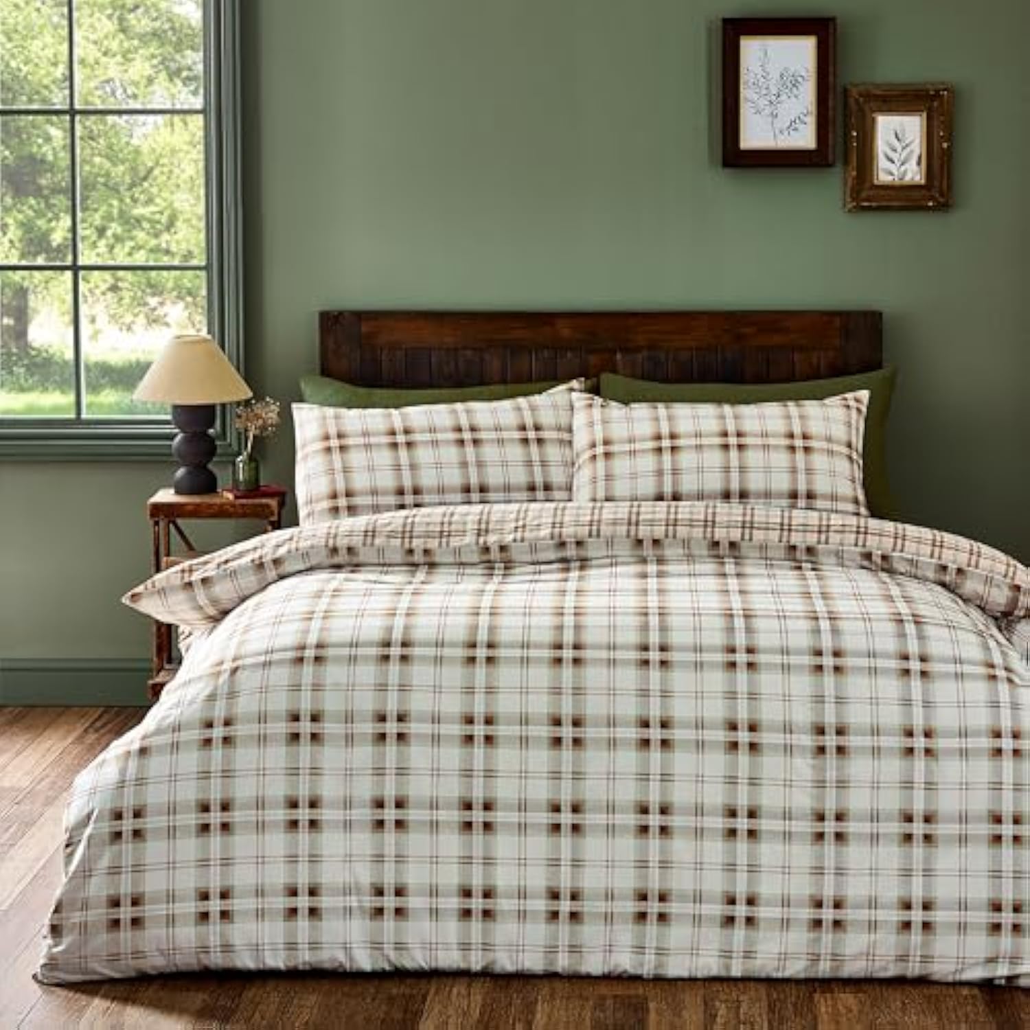 

Red Plaid Double-sided Printed Bedding Set 100% Polyester Quilt Cover Set Breathable Soft and Machine Washable US King(264*228cm)3pcs