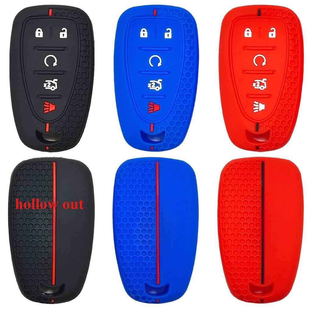 Rubber Car Key Fob Cover Silicone Protector Case Set for Chevrolet Cruze 2016 Malibu XL 5 Buttons Keyless Go Remote Accessories