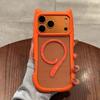Ins Cute Cat Tail For Magsafe Phone Case For iPhone 17 16 15 14 13 11 12 Pro Max Cat Ear Bumper Transparent Hard PC Cover