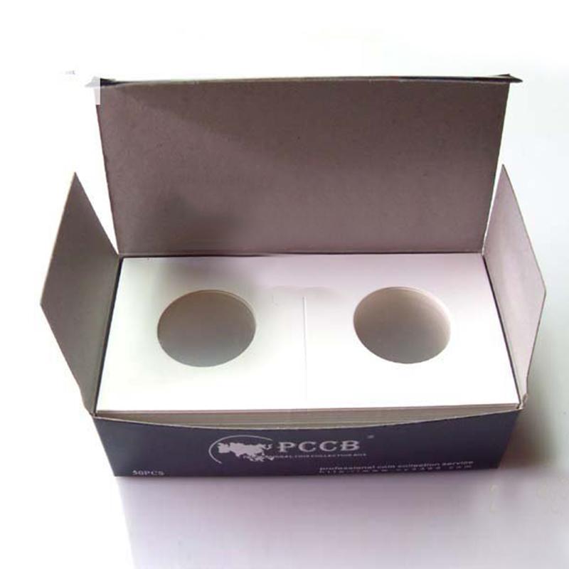 50Pcs White Cardboard 2x2 Mylar Coin Holders with Storage Box Holder Cardboard Coin Holders Storage Case 17.5-40mm