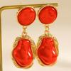 Yousheng 1 Pair Drop Earrings for Women, Irregular Baroque Imitation Pearl Design Stud Earrings, Double-Layered Pendant French Style Earrings for