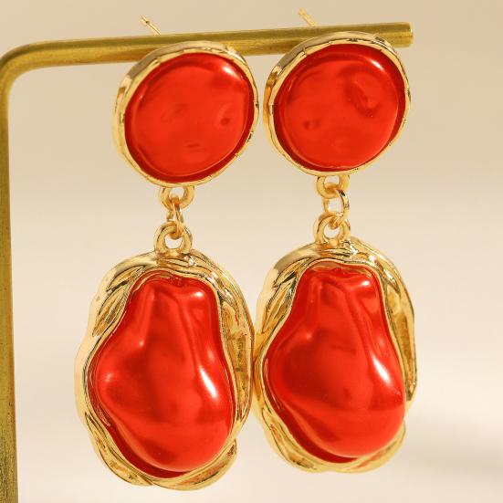 Yousheng 1 Pair Drop Earrings for Women, Irregular Baroque Imitation Pearl Design Stud Earrings, Double-Layered Pendant French Style Earrings for