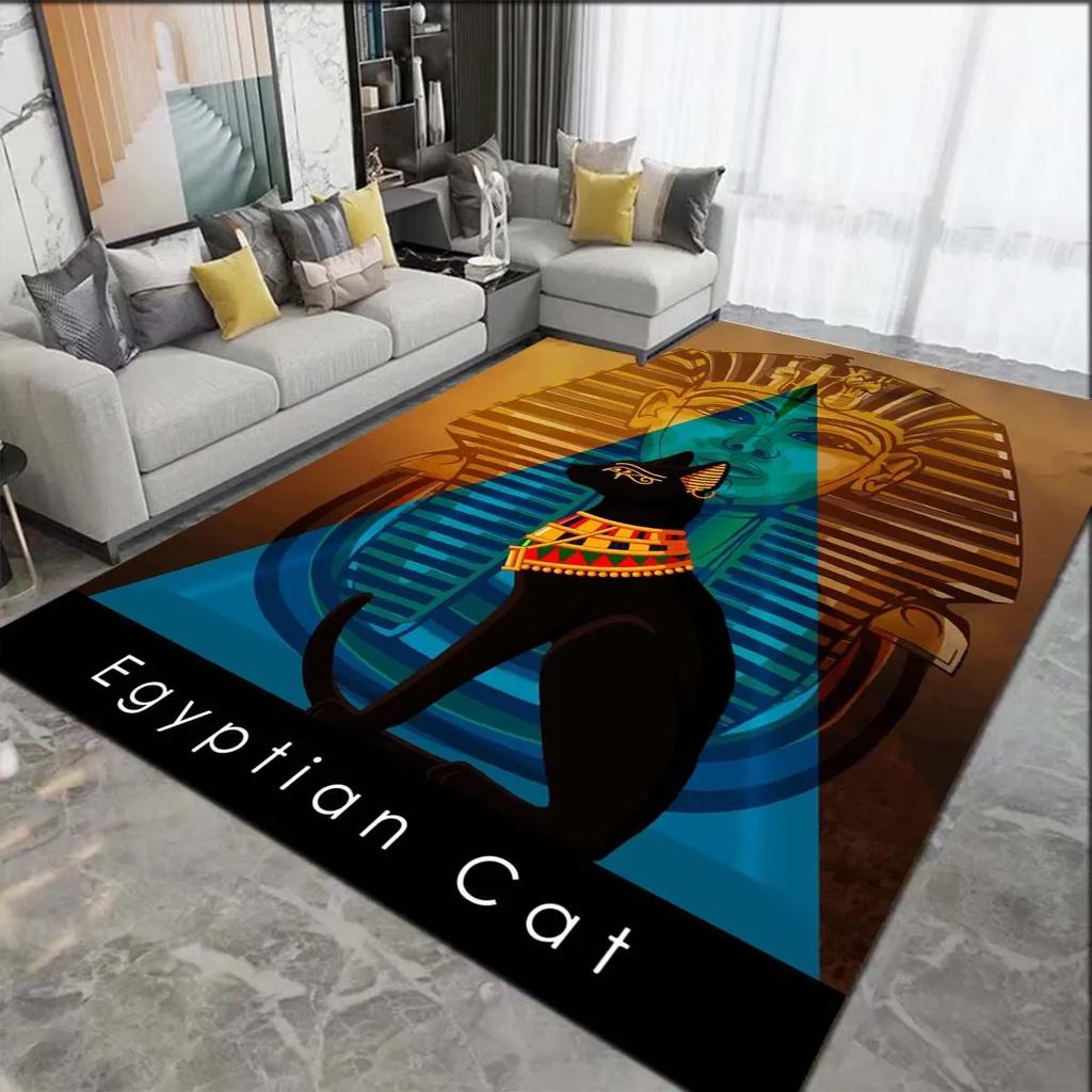 Ägyptische Pharaonische Malerei Teppiche für Schlafzimmer Heimdeko Altes Ägypten Gott Katze Anubis Teppich Fußmatten für Wohnzimmer Rutschfest