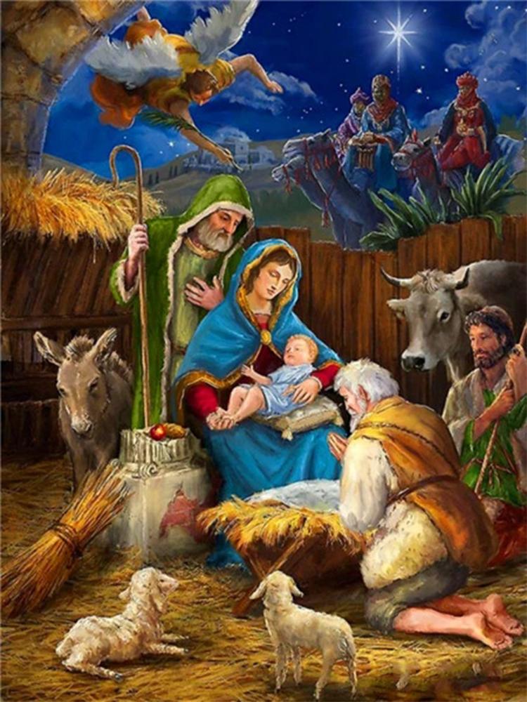 Virgin Mary and Jesus Diamond Painting 5D Diy Cross Embroidery Art Water Diamond Embroidery Religious Wall Decoration