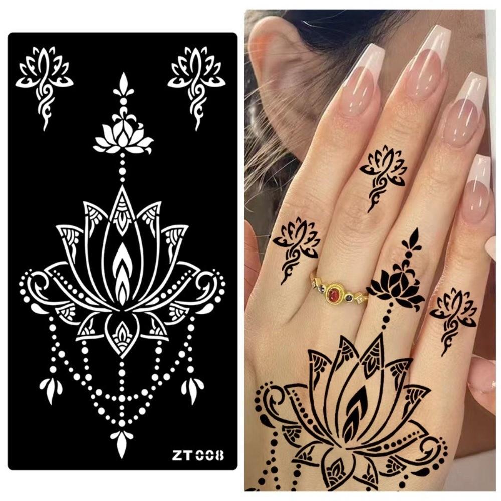 Personalized Flower Tattoo Stickers Ethnic Style Black Tattoo Decals Festival