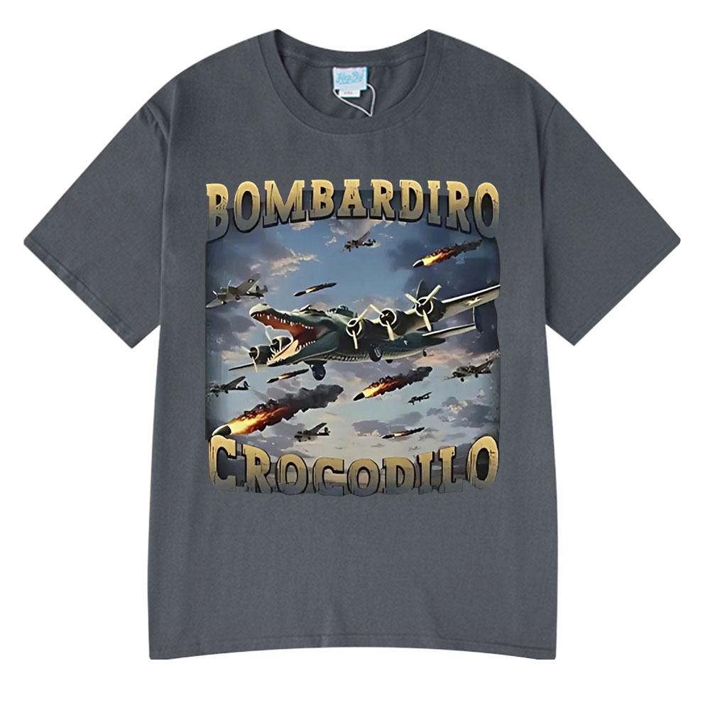 Bombardiro Crocodilo Funny Crocodile Plane Bomber Graphic T-shirt Men Women Casual Cotton Short Sleeve T Shirts Comfort T-shirts
