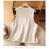 Women Linen Blend Vest Floral Embroidered Sleeveless V Neck Button  Waistcoat With Pockets