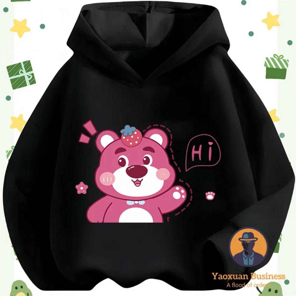 Fashion 2025 Hug Bear Boys' and Girls' Hoodies Cute Cartoon Print Windproof and Warm Autumn/Winter New Collection