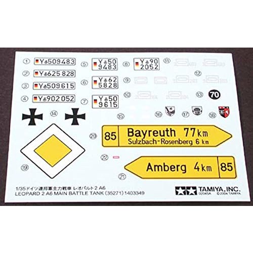 Tamiya 1/35 Military Miniature Series No. 271 German Federal Army Main Battle Tank Leopard 2 A6 Plastic Model 35271