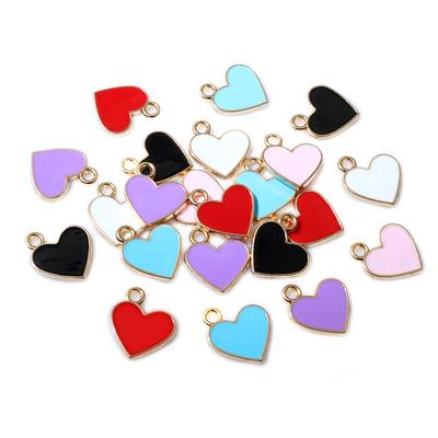 20pcs 13x11.5mm Enamel Small Cute Heart Charms Pendant DIY Jewelry Making Accessories Findings for Bracelet Earrings Keychains