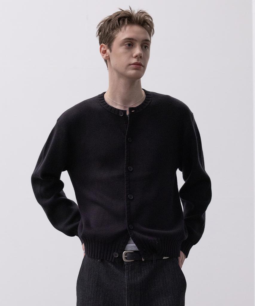 Decoroso Panel Rib Round Cardigan [Black]