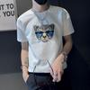 Design-sensory Embroidered Short-sleeved Men's Tiger Leopard Head Trendy Brand Half-sleeved T-shirt