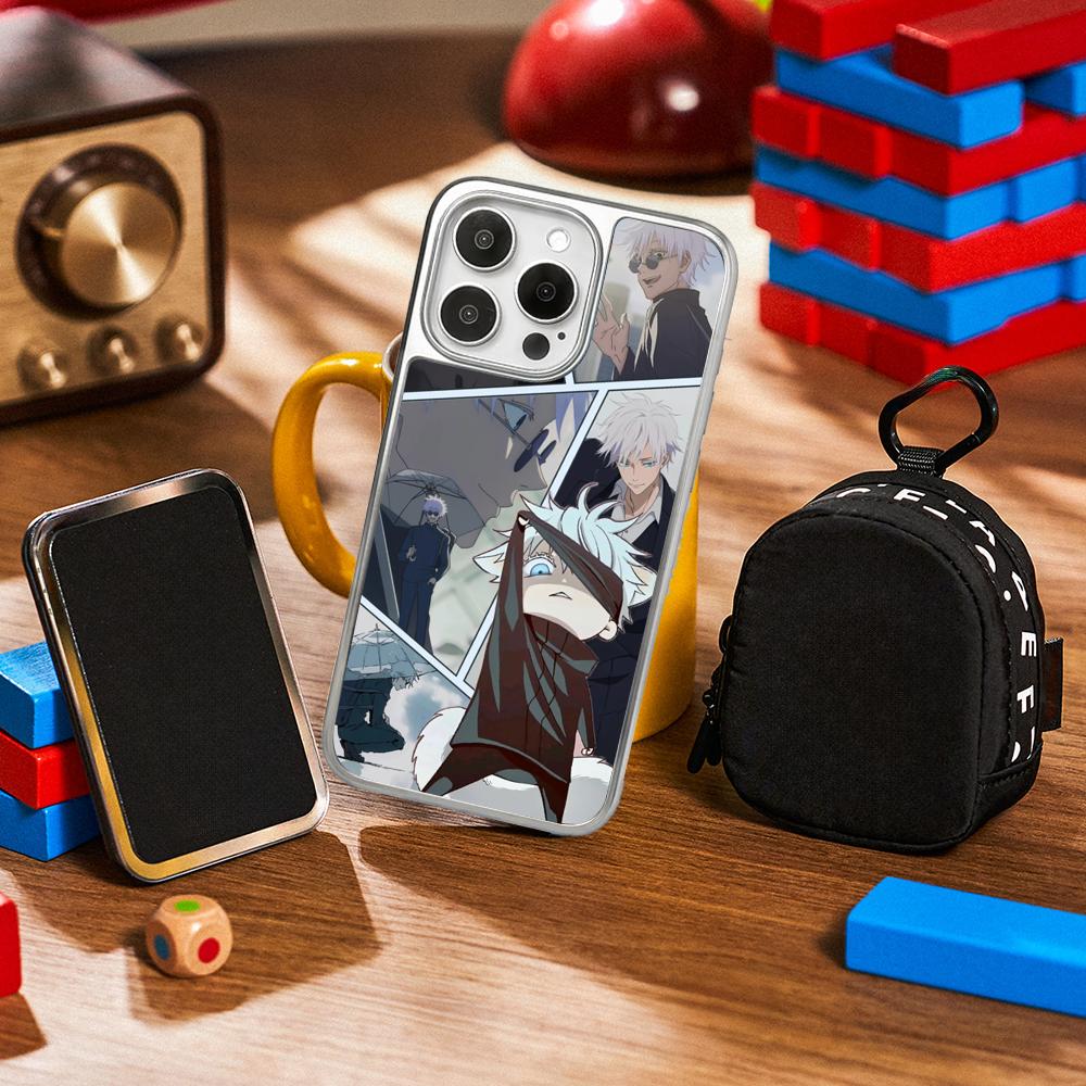 

Satoru gojo hot anime man design Phone Case for iPhone 16 15 14 13 12 11 Pro Max Sheepskin Silver-edged protective case iPhone15