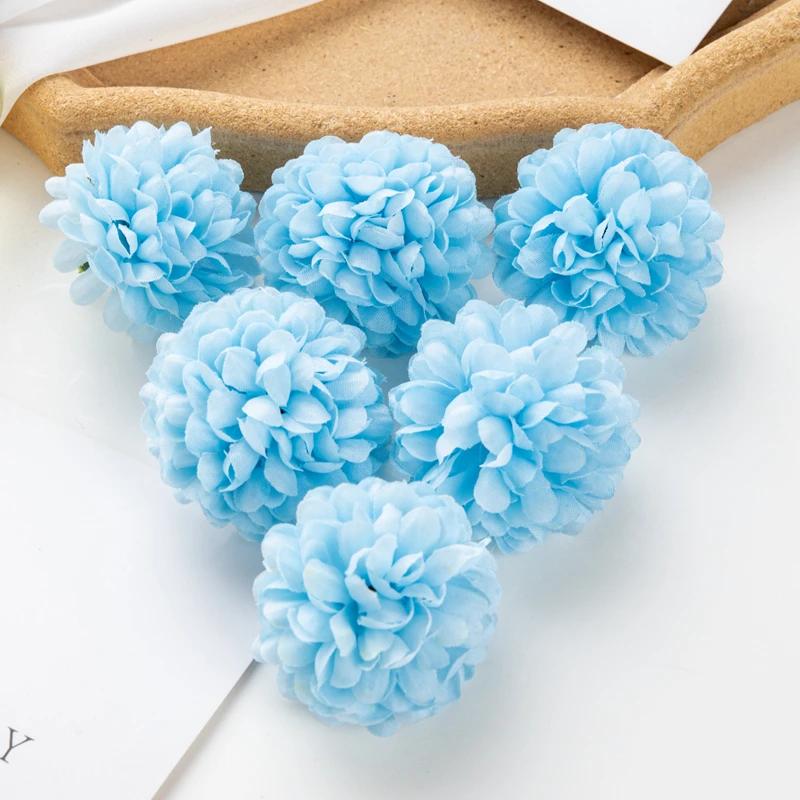 100PCS Artificial Hydrangea Flowers Wholesale Wedding Home Party Room Decoration Christmas Candy Box Fake Silk Scrapbook Plants