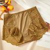 9089 Plus Size High Waist Lace Cutout Seamless Panties with Cotton Crotch