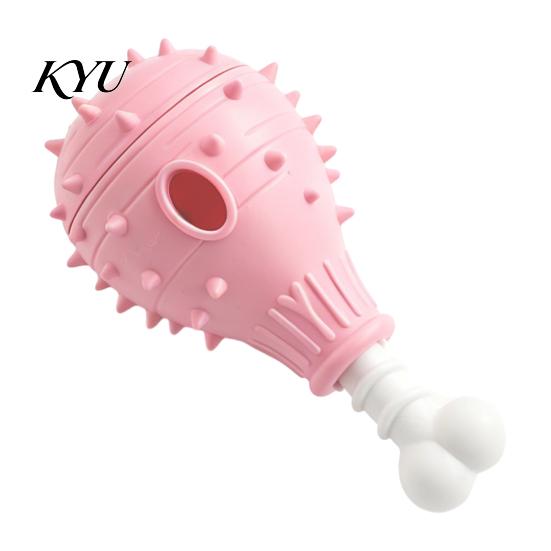 Anxiety Relief Toys for Dogs Dog Treat Dispenser Toy, Spiky Chicken Leg Chew Rubber Interactive Durable Fetch Puzzle Feeder Aggressive Chewers, Dental