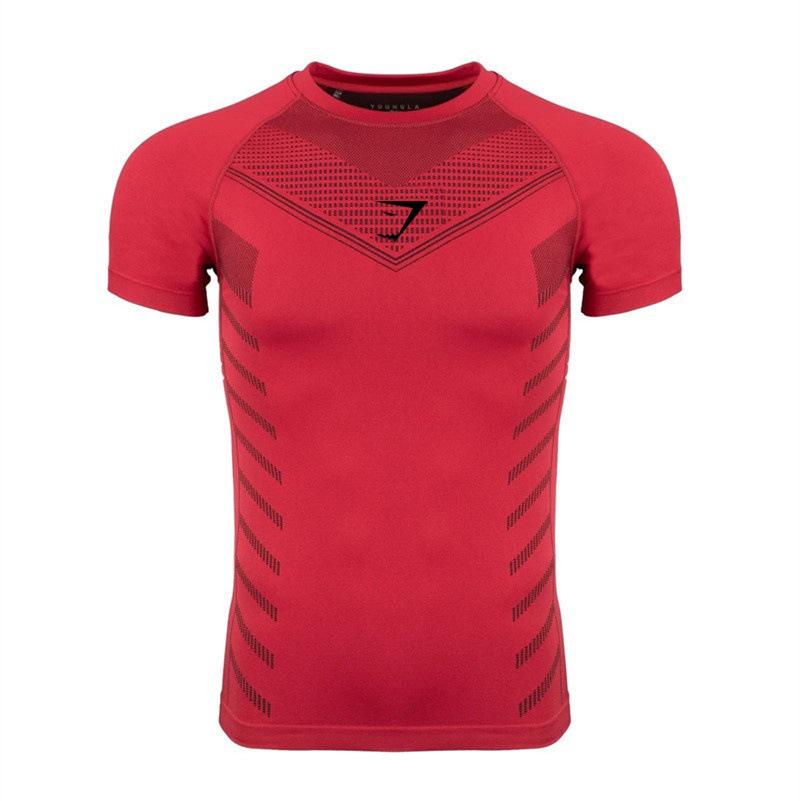 European Men's Cross-Border High Elastic Fitness Bodysuit - Short Sleeve Sports T-Shirt