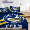 Parramatta Eels Muster Bettwäsche Steppdecke Set Bettbezug Kissenbezug Heimdekoration Geburtstagsgeschenk (1 Bettbezug + 2 Kissenbezüge, ohne Füllung)