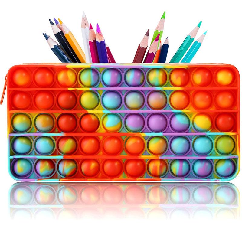 Fidget Pencil Case Stationery Storage Bag Sensory Silicone Bubble Stress Relief Toys School Season Gifts Classroom Supplies