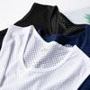 2026 Men Tank Tops Mesh Hollow Out Solid O-Neck Sleeveless Streetwear Male Vests Transparent Summer Fashion Men Clothing
