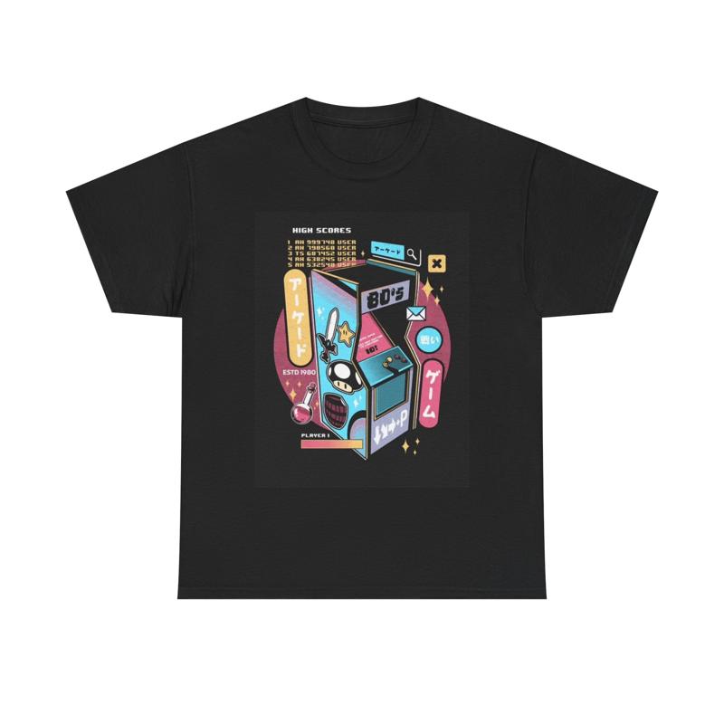 Arcade Gaming T Shirt Vintage Neon Art N64 Retro Gamer Heavy Cotton