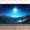 Christmas Birth Scene Background - The Star of Bethlehem and the Nativity of Jesus, Polyester Bible Story Gathering Decoration