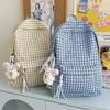 Schultasche Retro Hongkong-Stil karierter Rucksack weiblich neu große Kapazität Mittelstufenschüler College-Studenten Klasse Schultasche Reise-Computer-Rucksack