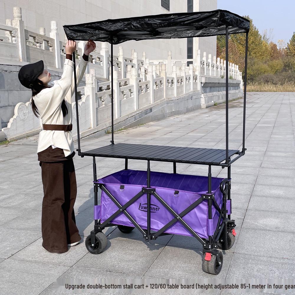 Adjustable Folding Carbon Steel Camping Table and Pushcart