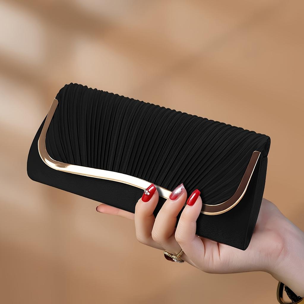 Plissierte Abend-Clutch für Damen Modische Luxus-Polyester-Umhängetasche mit abnehmbarem Riemen Bankette Geburtstage Hochzeiten Schickes Geschenk für die Liebste