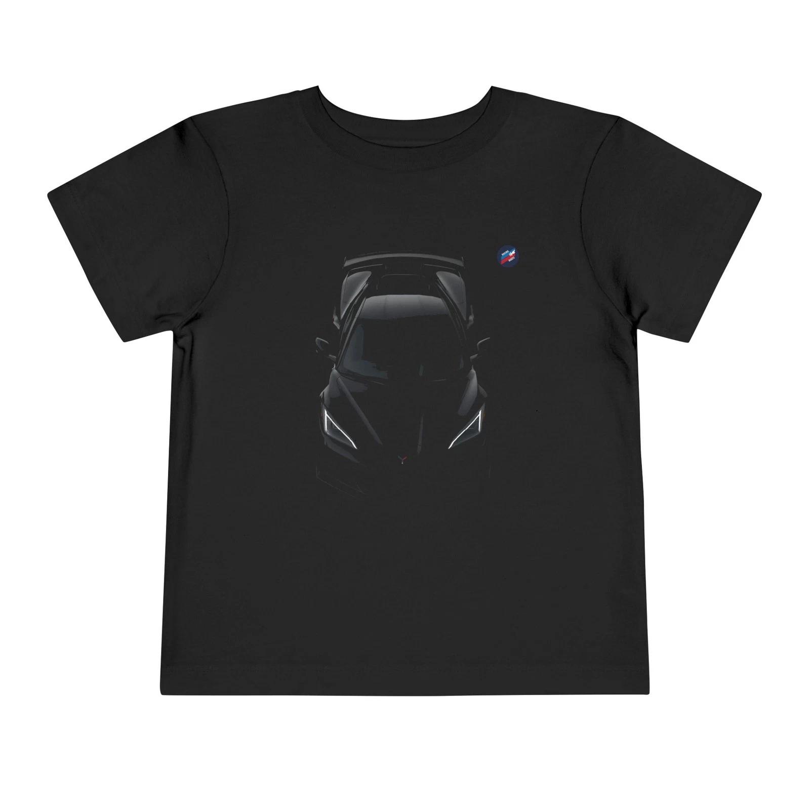 Black C8 Corvette Top View Sports Car Toddler T-Shirt Baby Tee Boys Girls 2T-5T L