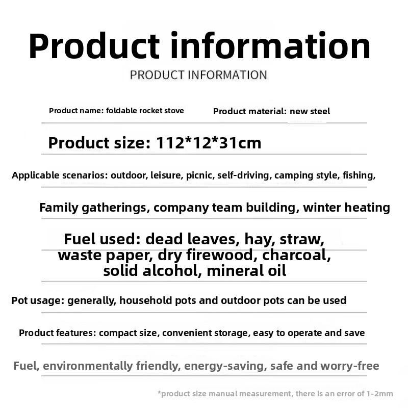 Integrated Outdoor Folding Wood Stove, Camping Picnic, Picnic Cooking, Travel, Car Portable Firewood Stove, Heater Cooktops