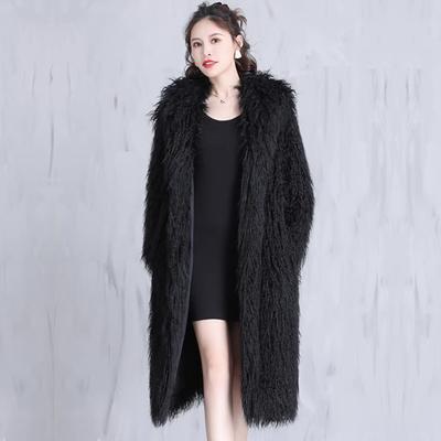 Women's Fur Coat Beach Wool Coat Fluffy Long, Hooded Loose Large Size Winter Warm Casual Shawl