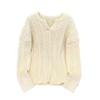 2025 Men's Thick V-Neck Cable Knit Loose Casual Sweater for Autumn