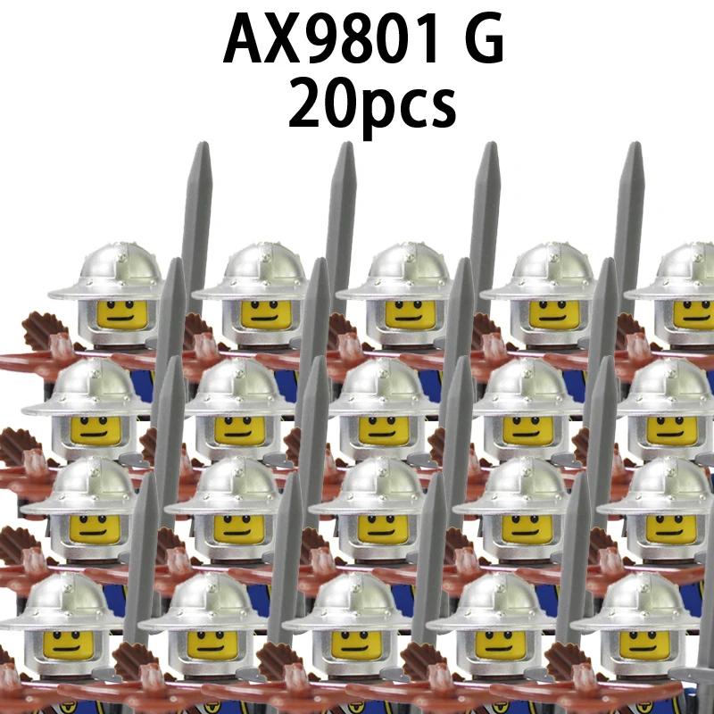 Medieval Military Roman Soldiers Figures Sets Castle Teutonic Knights Spartan Building Blocks Weapons Sword Shield Bricks Toys