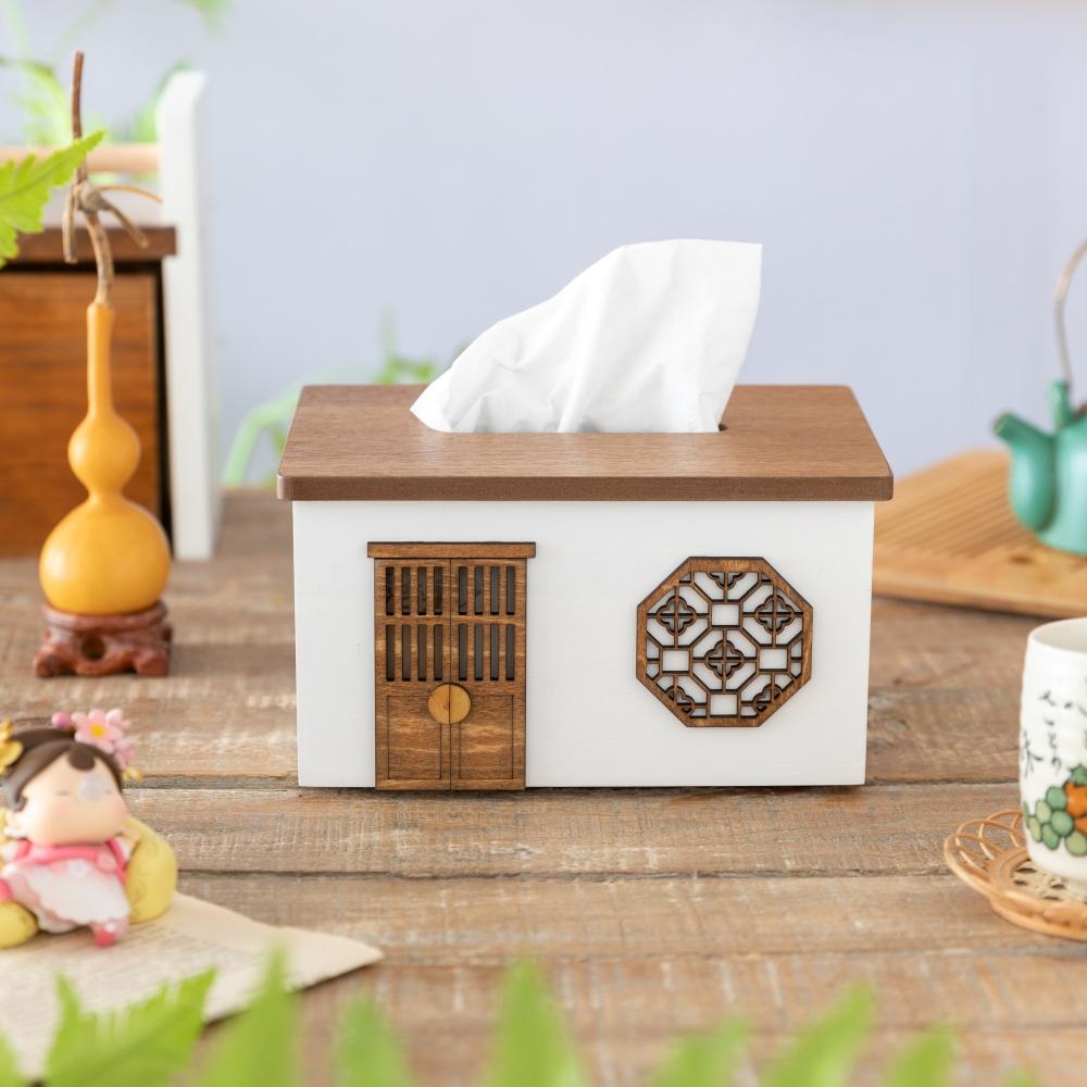 Cute Wooden Tissue Box Creative Fairy Tale House Napkin Holder Organizer Paper Box Container Home Living Room Table Decoration