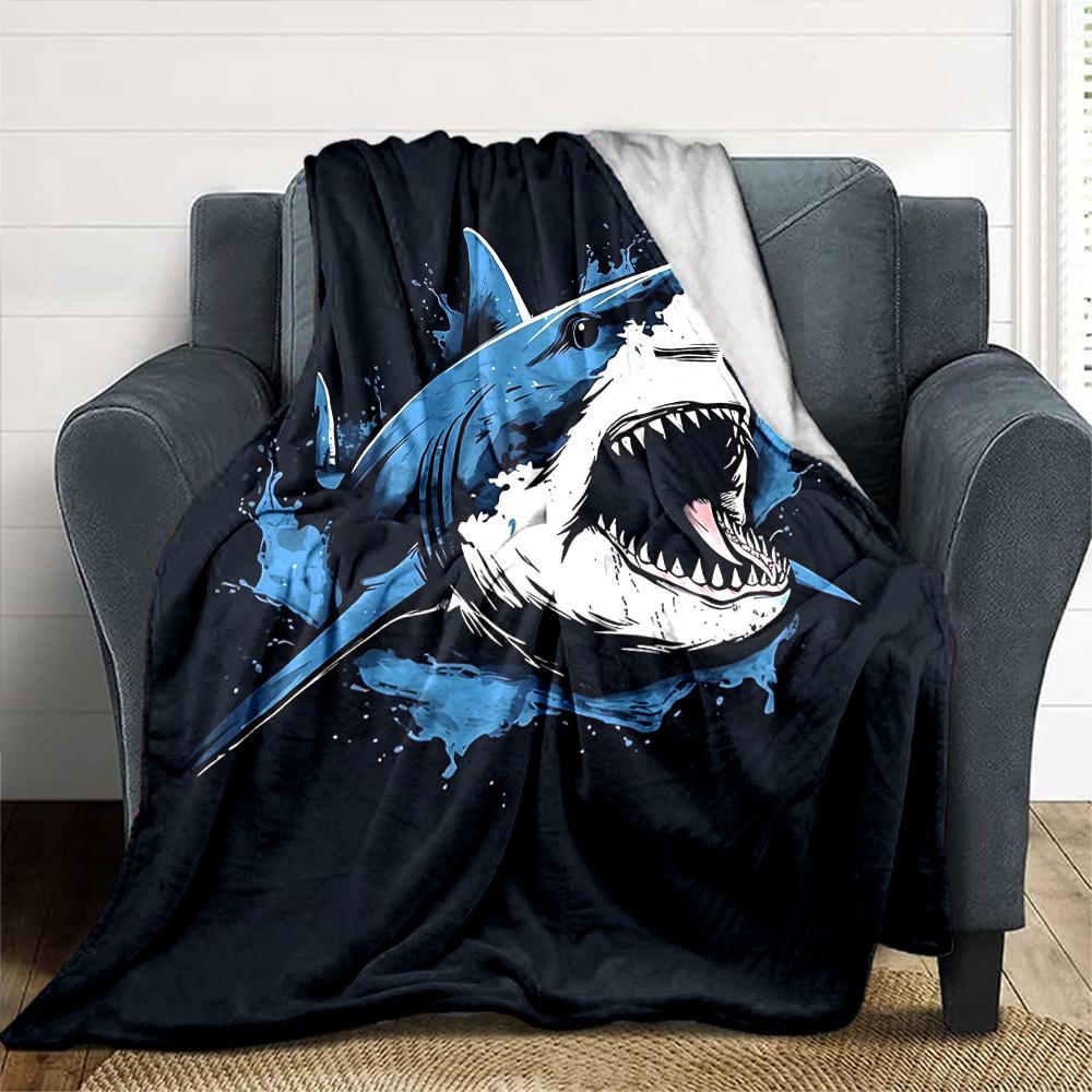 1pc shark ocean Throw Blanket Soft Flannel, Cozy All Season Polyester Perfect for Home, Office