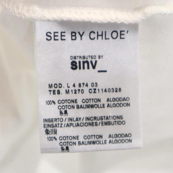 SEE BY CHLOE Logo Print Short Sleeve U Neck T-shirt 2 White Women Used