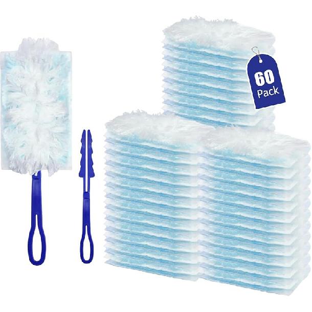 60 pcs 180° Duster Refills Compatible with Swiffer Dusters 180 Handle Dusters,Disposable Heavy Duty Dusters Refills Multi Surface Dusting Brush with 180° Duster Refills 60 p