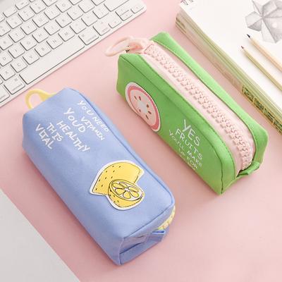 Big Zipper Fruit Pen Pencil Bag Lemon Shaddock Canvas School Case Stationery Organizer Storage A6628