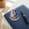 Zinc Zinc Alloy Rhinestone Sailboat Brooch Boat Badge Suit Lapel Pin Suit Collar Pin  Jewelry Accessories