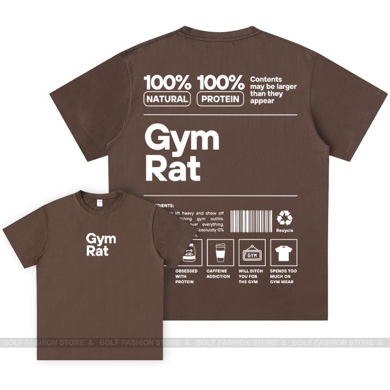 GYM Graphic 100% Cotton Oversized Big Pattern Double-sided Classic Short Sleeve T-Shirt for Men Women Sportswear Tops Tees