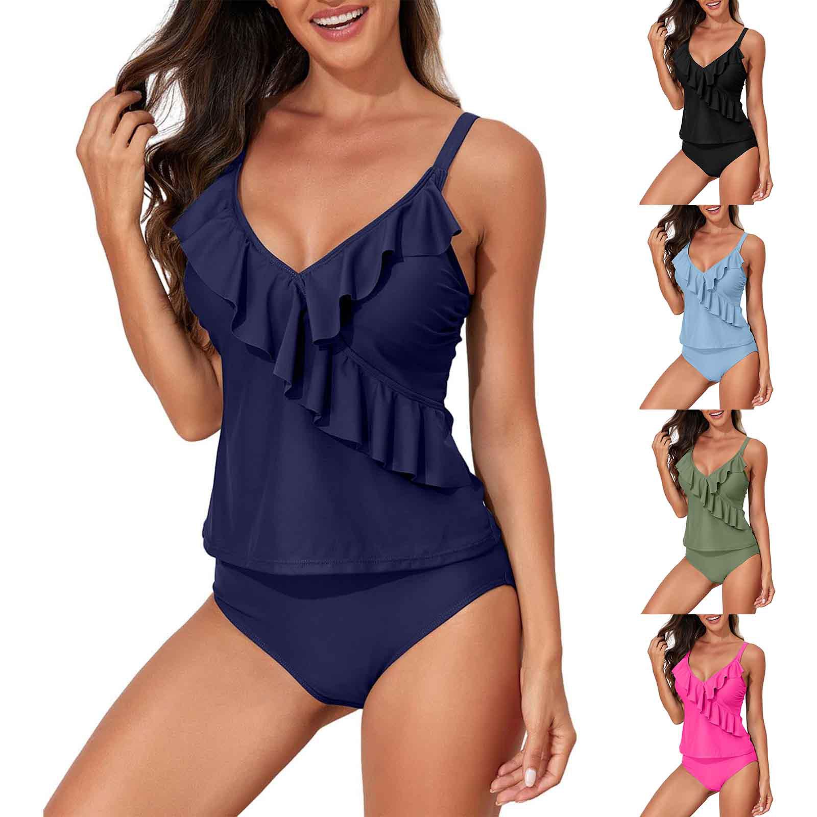 

2024 Women s Solid Color Lace Halter Bikini Set S