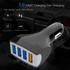 Portable 4 Port Car Charger Quick Charging Adapter USB Car Socket Adapter with Cord for Car Truck Navigation Cameras