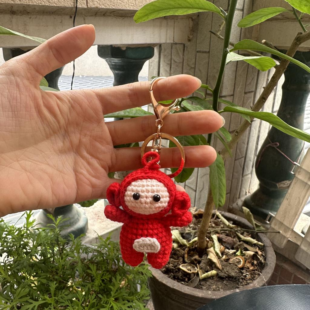 Handmade wool crocheted cartoon sunny day doll dog pig sheep chicken fox rabbit animal diy doll head key chain bag decoration