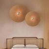 Round Rattan Wall Sconce Rustic Wall Light Handwoven Wall Sconces Lighting Fixture Vintage Circular Wall Mount Lights Living Room Wall Sconces
