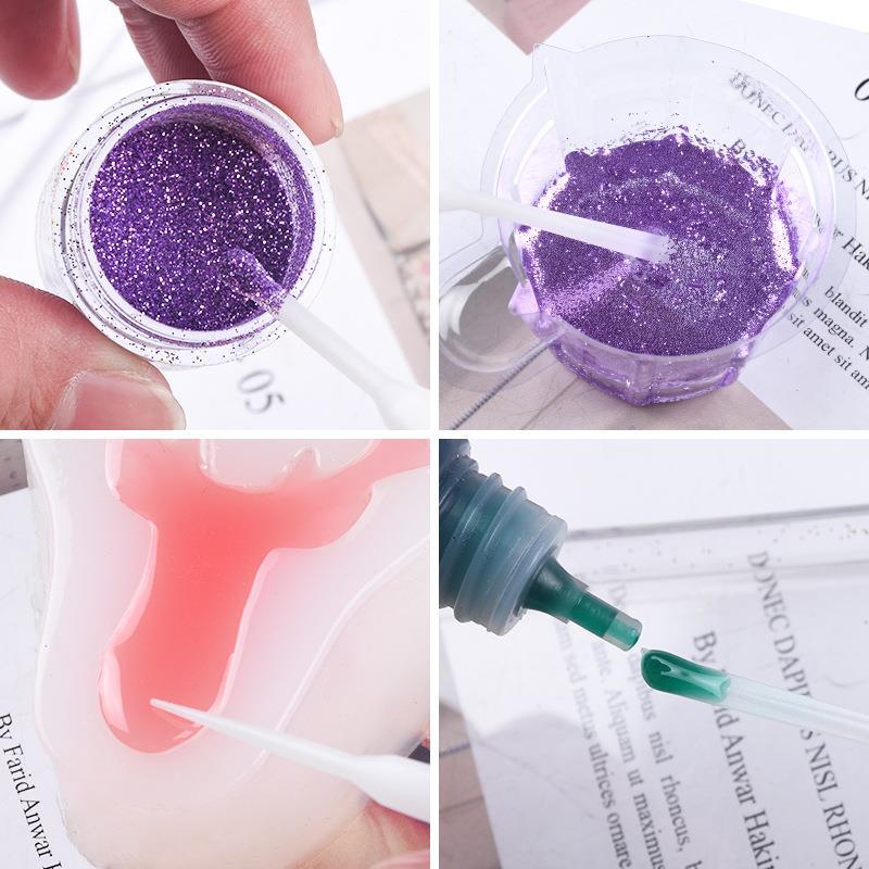 1Set Silicone Glue Mixing Set, Mixing Rod, Measuring Cup, Poking Foam Rod, Crystal Dropper, Handmade Jewelry DIY Tool