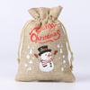 Christmas Candy Linen Bag Bundle Mouth Bag Colorful Cartoon Christmas Set Candy Gift Packaging Bag Santa Claus Gift Bags