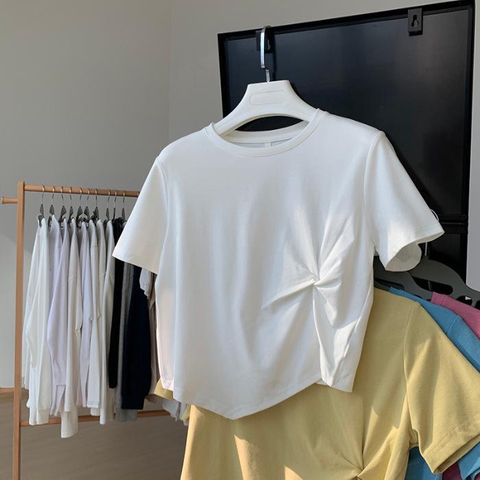 

Женская футболка с высокой талией и коротким рукавом Dopamine Wear — летний нишевый дизайн 2025 года Extra Extra Large белый